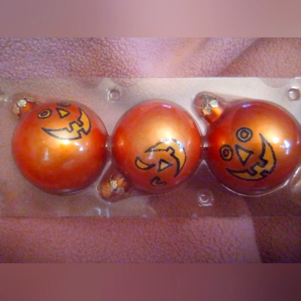 Department 56 Jack-o'-lantern Glass Ornaments Set of 3